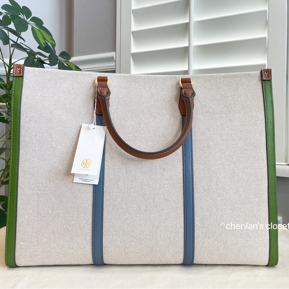 🔥🌈HP🎉NeW! Tory Burch Blake Canvas Jumbo Tote + Wallet + Card case - Picture 5 of 13